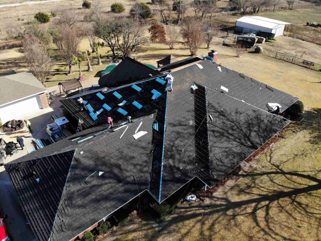 Roofing job in progress