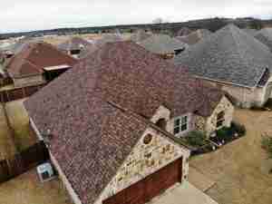 drone view shingle roof house